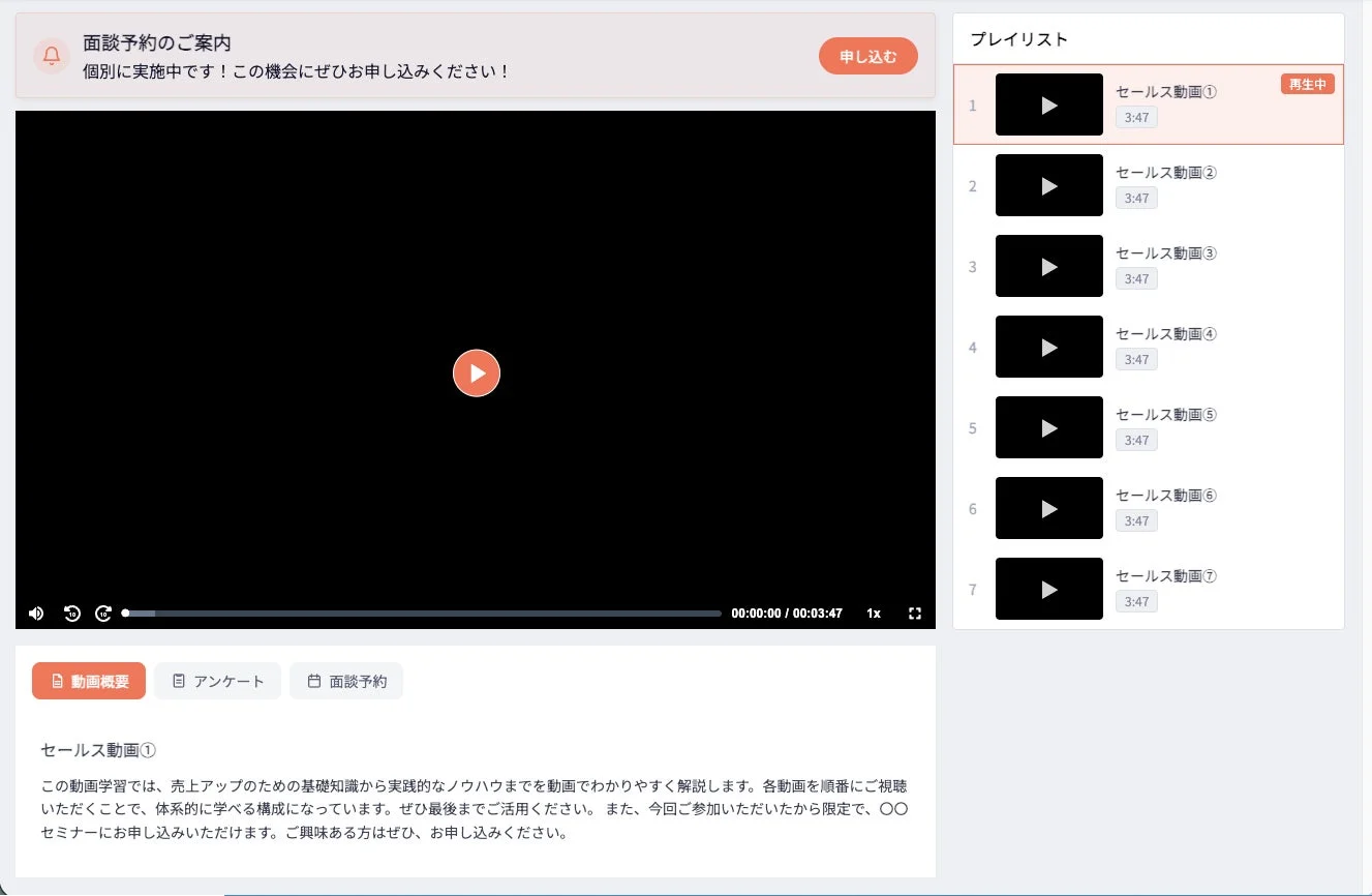 動画概要とプレイリスト