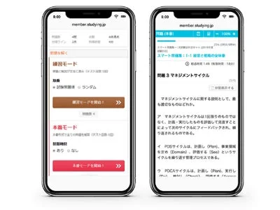 スマートフォンでの問題演習画面