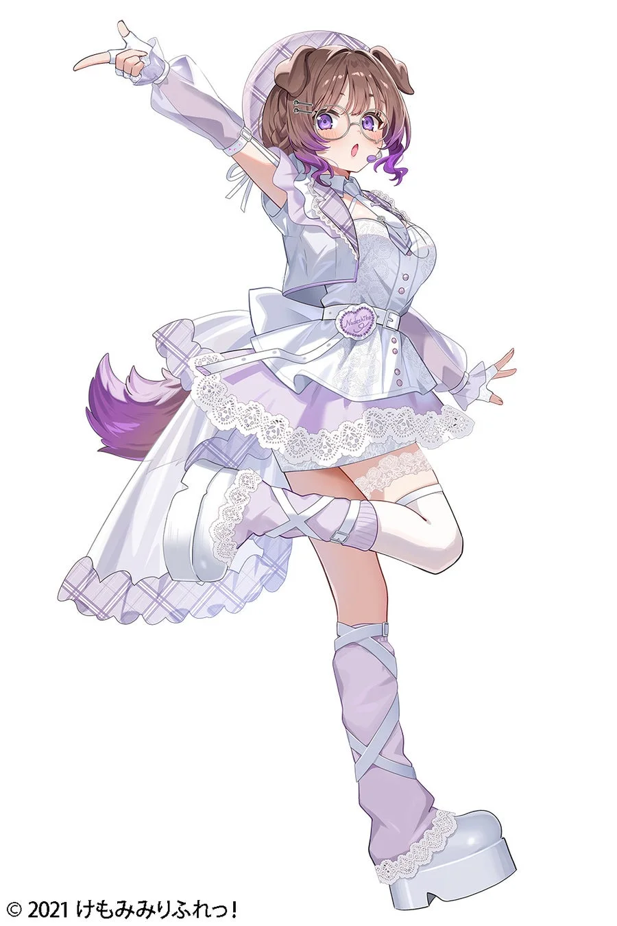 犬耳と尻尾を持つアニメ風の少女キャラクター