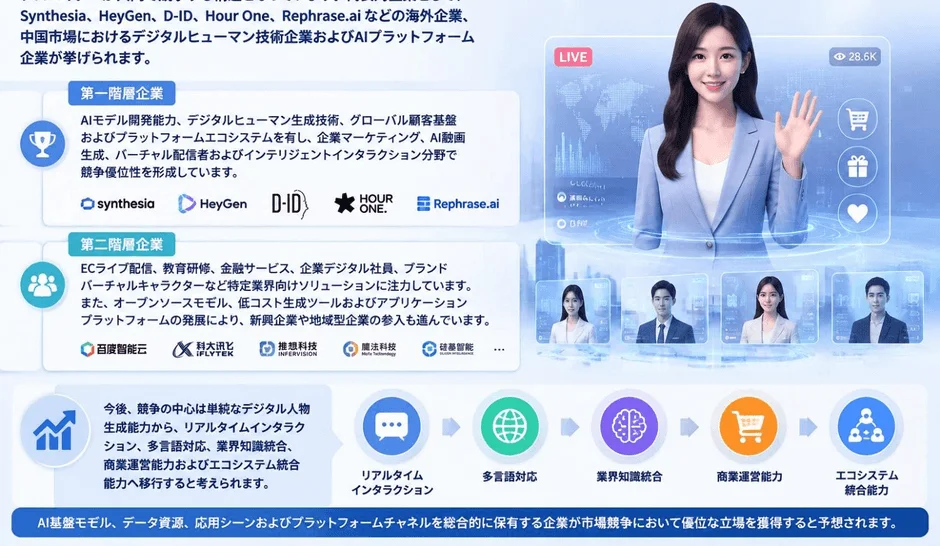 デジタルヒューマン技術とAIプラットフォーム企業の現状