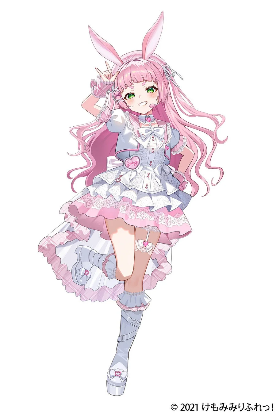 アニメの女の子がピースサインをしているイラスト